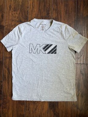 Michael Kors Light Grey MK Logo Short Sleeve Tee size medium (k21)